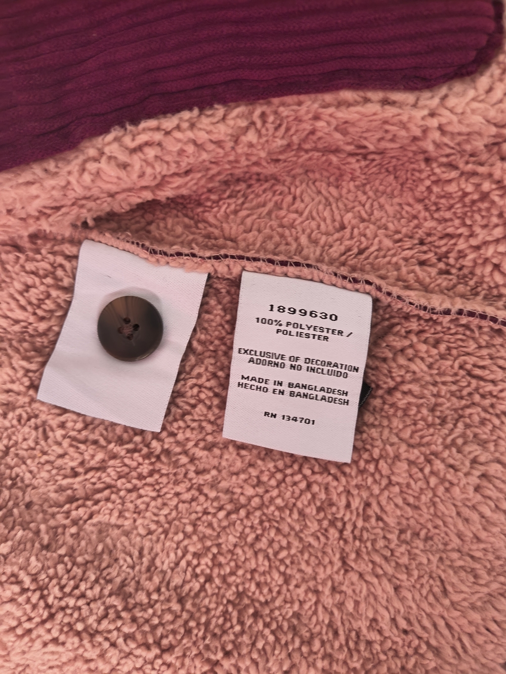 Boston Traders Corduroy Jacket with Contrast Sherpa Trim in Burgundy - Picture 10 of 10